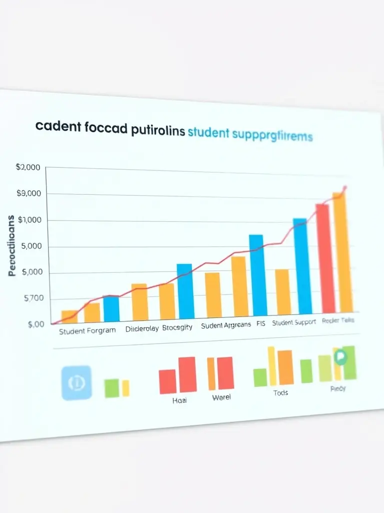 A funding needs forecast chart, illustrating projected financial requirements for student support programs and resource allocation.