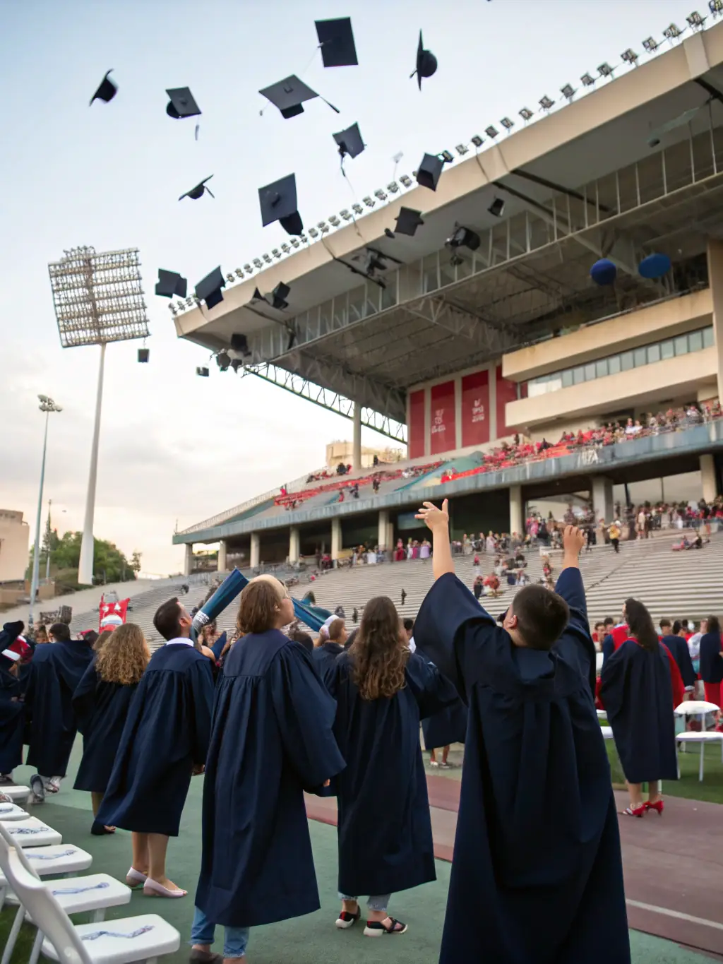 A diverse group of students celebrating graduation, symbolizing improved student outcomes through CNV AI Labs' platform.