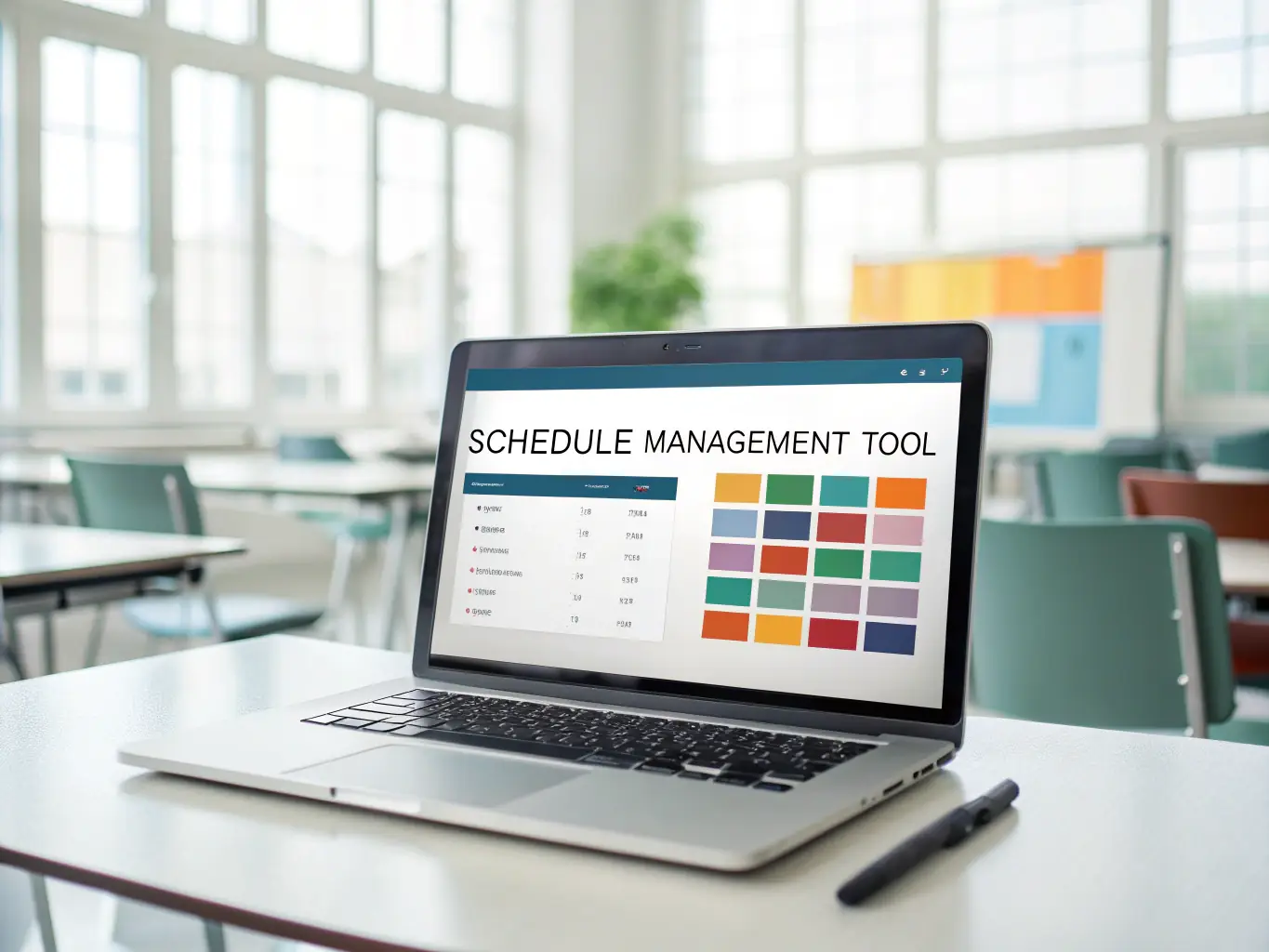 A visual representation of an AI algorithm scheduling classes and exams, optimizing for room availability, instructor preferences, and student needs.