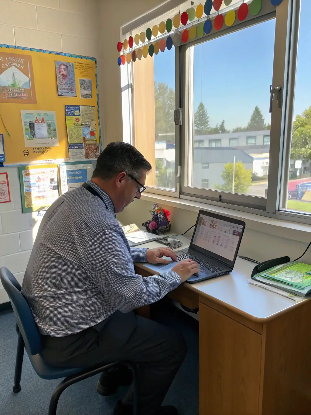 An administrator using a streamlined dashboard to manage student data and administrative tasks efficiently.